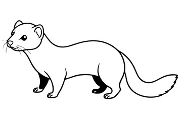 ferret silhouette line art vector illustration with a white background