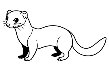 ferret silhouette line art vector illustration with a white background