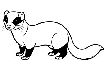 ferret silhouette line art vector illustration with a white background
