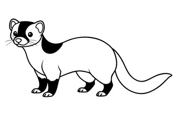 ferret silhouette line art vector illustration with a white background