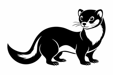 ferret silhouette line art vector illustration with a white background