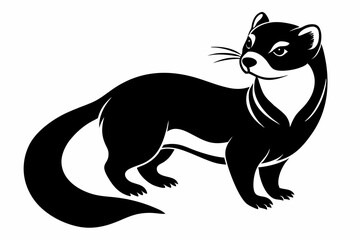 ferret silhouette line art vector illustration with a white background