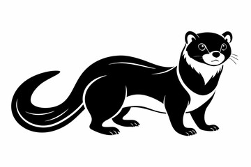 ferret silhouette line art vector illustration with a white background