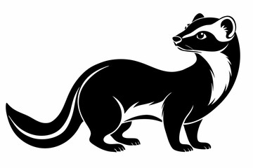 ferret silhouette line art vector illustration with a white background