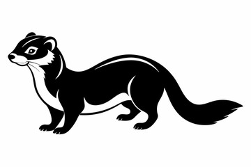 ferret silhouette line art vector illustration with a white background