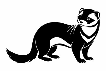 ferret silhouette line art vector illustration with a white background