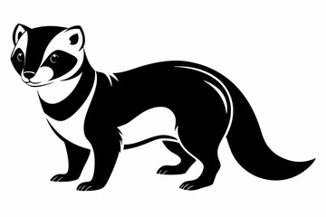 ferret silhouette line art vector illustration with a white background