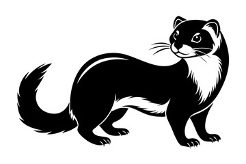 ferret silhouette line art vector illustration with a white background