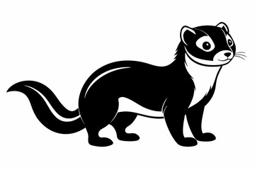 ferret silhouette line art vector illustration with a white background