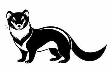 ferret silhouette line art vector illustration with a white background