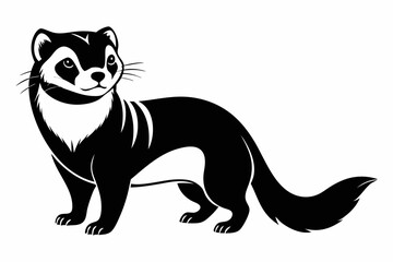 ferret silhouette line art vector illustration with a white background