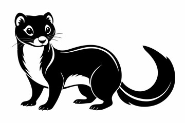ferret silhouette line art vector illustration with a white background