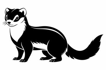 ferret silhouette line art vector illustration with a white background