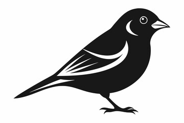 finch bird silhouette line art vector illustration with a white background