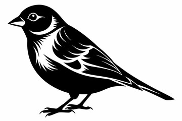 finch bird silhouette line art vector illustration with a white background