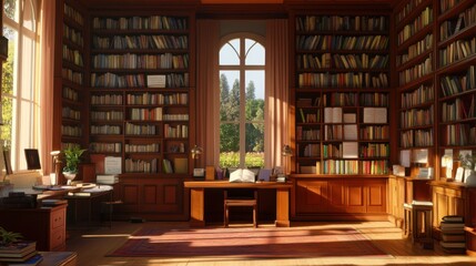 Cozy atmosphere in a historical library a warm reading room for knowledge lovers