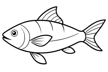 fish silhouette line art vector illustration with a white background