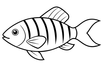 fish silhouette line art vector illustration with a white background