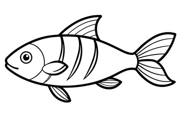 fish silhouette line art vector illustration with a white background