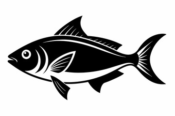 fish silhouette line art vector illustration with a white background