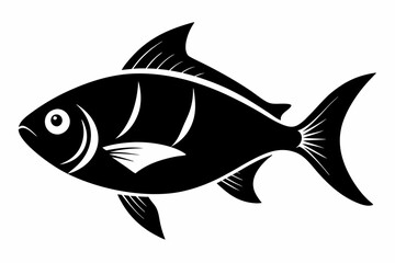 fish silhouette line art vector illustration with a white background