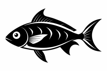 fish silhouette line art vector illustration with a white background