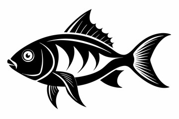 fish silhouette line art vector illustration with a white background
