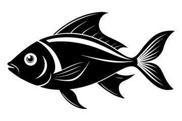 fish silhouette line art vector illustration with a white background