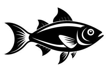 fish silhouette line art vector illustration with a white background
