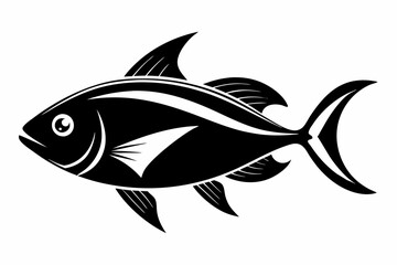 fish silhouette line art vector illustration with a white background