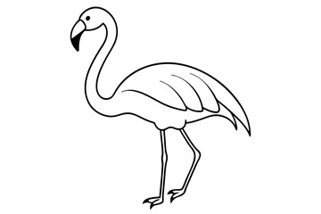 flamingo silhouette line art vector illustration with a white background