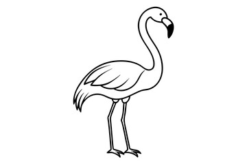 flamingo silhouette line art vector illustration with a white background