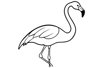 flamingo silhouette line art vector illustration with a white background