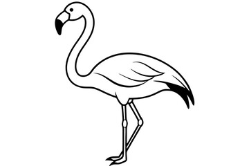 flamingo silhouette line art vector illustration with a white background