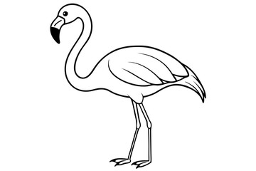 flamingo silhouette line art vector illustration with a white background