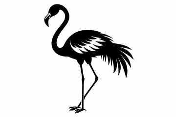 flamingo silhouette line art vector illustration with a white background