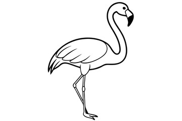 flamingo silhouette line art vector illustration with a white background