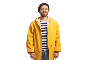 Fototapeta premium Man in a yellow raincoat