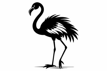 flamingo silhouette line art vector illustration with a white background
