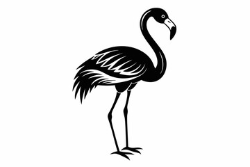 flamingo silhouette line art vector illustration with a white background