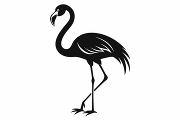 flamingo silhouette line art vector illustration with a white background