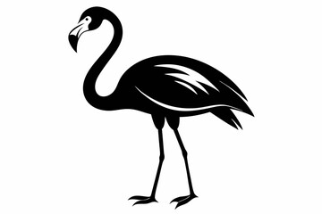 flamingo silhouette line art vector illustration with a white background