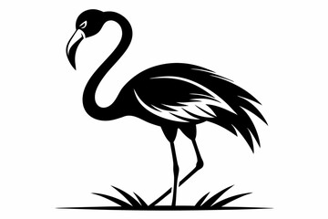 flamingo silhouette line art vector illustration with a white background