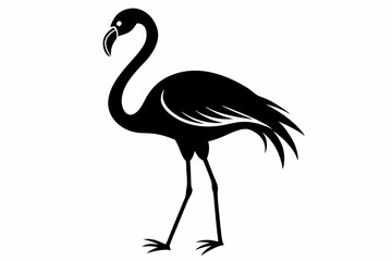 flamingo silhouette line art vector illustration with a white background