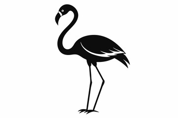 flamingo silhouette line art vector illustration with a white background