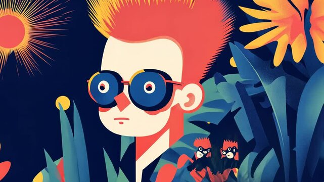 Funny Halloween Monster Boy Character in Glasses Vector Illustration