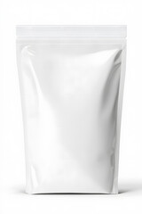 Blank stand up pouch foil or plastic packaging with zipper mock up isolated on white