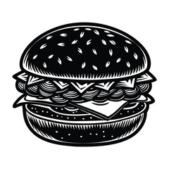 hamburger on a plate vactor illustration