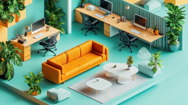 Modular workspaces with customizable layouts for dynamic office setups isolated on white background representing adaptable workstations