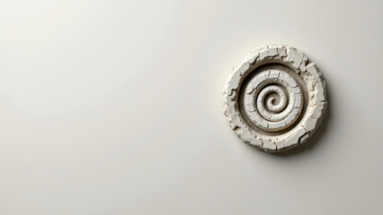 Stone swirl design on a wall.